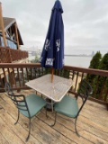 1 Outdoor Metal table 4 Chairs Sam Adams Umbrella