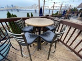 1 Wood Top Outdoor Table & 4 Chairs