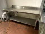 Long Stainless Steel Work Table w/Receptacle