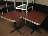 2 Red Top Square Tables Single Base (2RSD