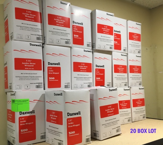 20 Boxes DAXWELL 7.75" Jumbo Straw Wrapped