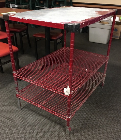Red Metal Shelf Unit