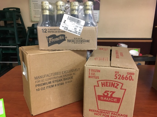 3 Boxes Condiments Heinz, French's, Steak Sauce
