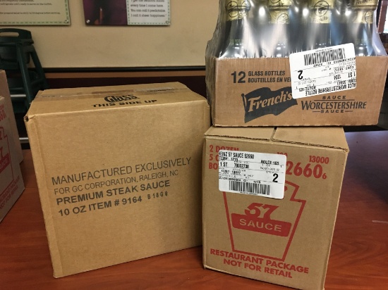 3 Boxes Condiments Heinz, French's, Steak Sauce
