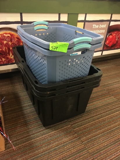 2 Large Totes & Laundry Baskets