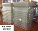 10 RUBBERMAID clear tubs with lids 18X12x 5” Deep