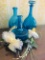 Collection of Blue Glass Vases. No marked names