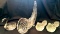 Vintage Crystal Cornucopia Horn Of Plenty Large Centerpiece Foot Vase Dove Candle Holders Swan Bowl