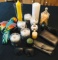 Tall Candles, Silver Candle Holders, Sunglasses, Parrot, Glass Jar
