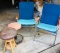 2 Folding Chairs & 2 Stools. Roll Around Shop Stool & Wooden Screw Stool