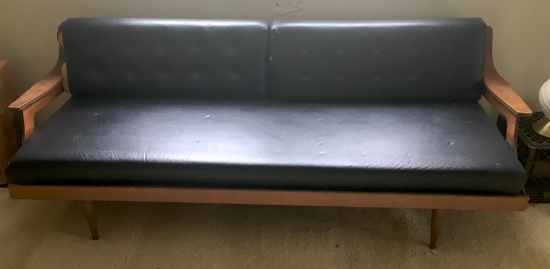 Mid Century Style Black Long Sofa (apt)
