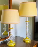 2 Matching Yellow & White Lamps