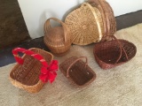 7 Baskets Total 3 Large Gathering, 2 Medium Gathering, 1 Lidded, 1 Drop Handles,