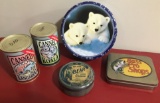 Canned Kangaroo, Canned Koala, Bear, Bass Pro and Polar Bear Pups Collectable Tin Cans