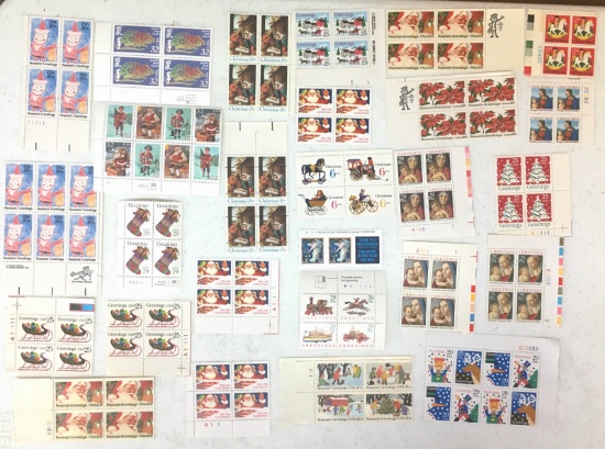 #2 Vintage Christmas Stamps Corners USPS Stamps