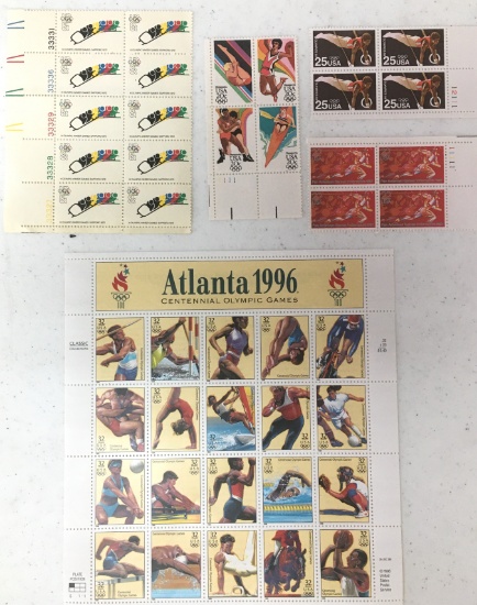 #2 Olympic Stamps Sheet & Corners USPS Stamps