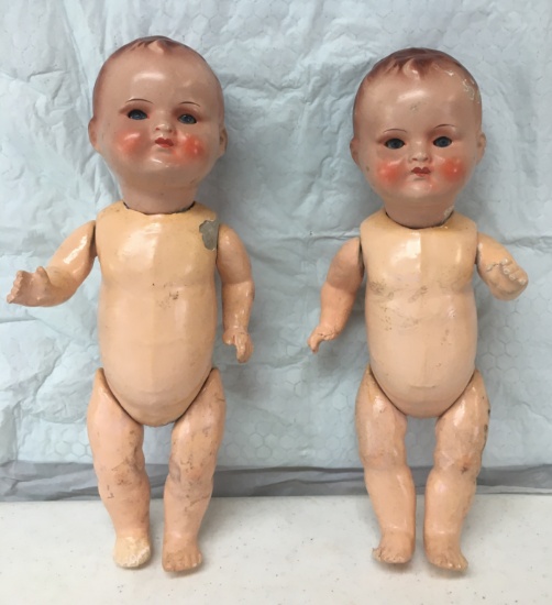 Two Matching German Dolls Marked E2.