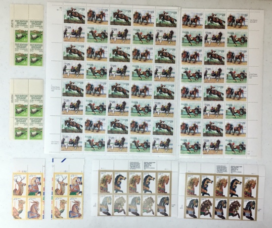 Carousel Horses 1984 Corner Stamps, Christmas, Horse Racing Stamps, Kentucky USPS Stamps