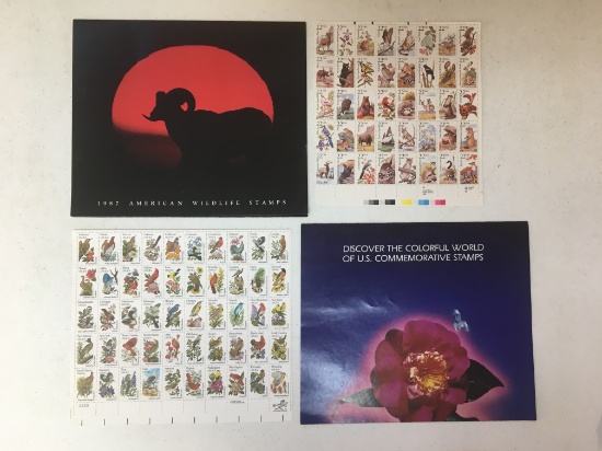1987 American Wildlife Stamps Sheet & State Birds W/ State Flowers USPS Stamps