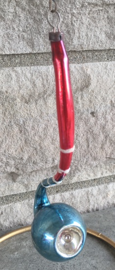 Vtg Mercury Glass Ornament Yugoslavia Multi Colored Smoking Pipe