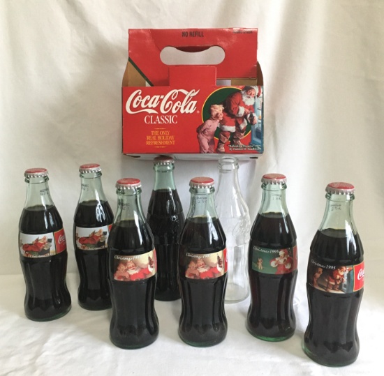 1995 Holiday Release Coca-cola Classic & 2 Additonal Bottles Of Coke