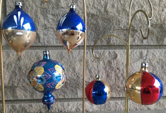 Vintage Christmas Glass Ornaments 2 Marked Poland