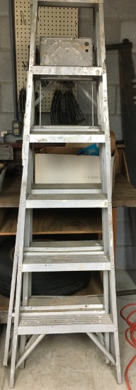 Two Aluminum Ladders 1 With Paint Tray.