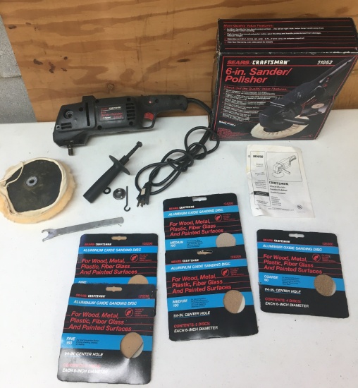 Craftsman 6" Sander/polisher With Pad. Sanding Discs 150 Fine, 100 Medium, 60 Course. Box & Manual