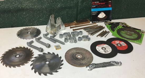 Circular Saw Blades, Cut-off Wheels, Long Nails, Anchors, Post Connectors. Wrenchs