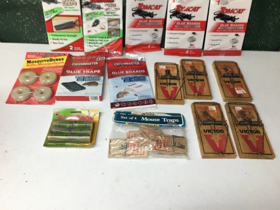 Large Mouse Traps, Sticky Traps, Hanging Strips For Insects Plus Snow Tire Chains For Cars