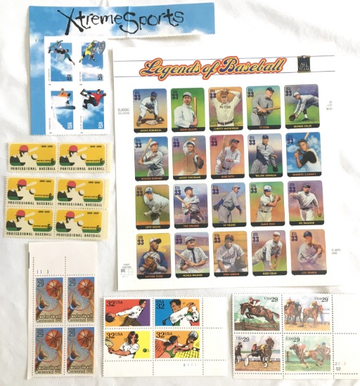 Sports Stamps Corners & Legends Of Baseball Sheet USPS Stamps