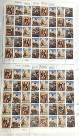 2 Sheets Famous Novels USPS Stamps