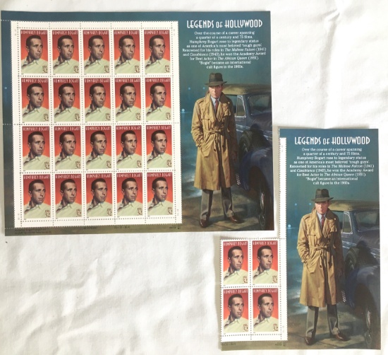 Full Sheet & Corner Humphrey Bogart 1997 Legends Of Hollywood USPS Stamps