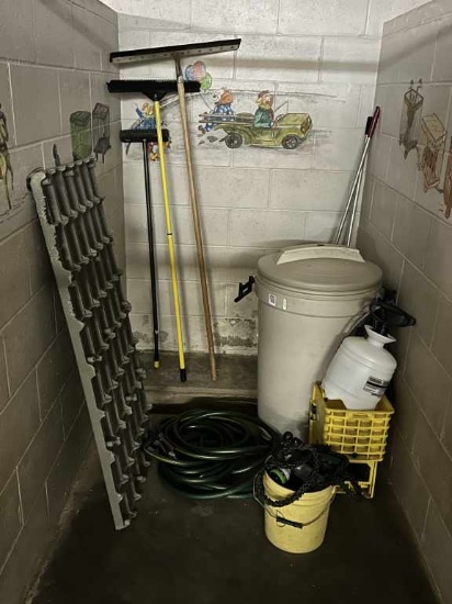 Cleaning Supplies, Mop Bucket, Hose, Trash Can &