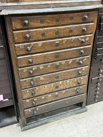 Early Antique Watch Crystal Cabinet with Crystals