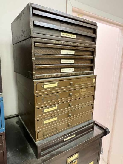 4 Metal Bulova Watch Parts Cabinets