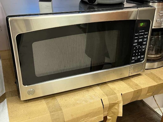 GE Stainless Steel Microwave and Coffee Pot