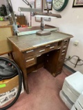 Wooden Watchmakers Desk with Drawers and Light