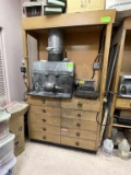 Tall Oak Display Cabinet with Drawers
