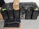 6 Assorted Desktop Computers with Keyboards