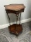 Ornate Art Deco End Table with Brass Accents