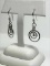 Sterling Silver Strapped Double Circle Dangle Ear