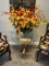 Glass Top Gold Side Table, Vase & Flowers W/Tissue