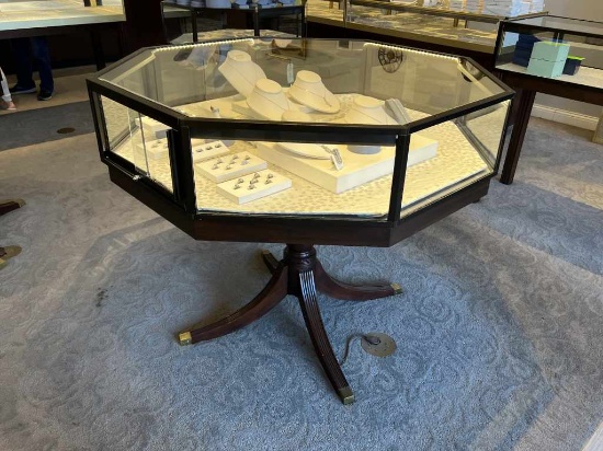 Large Free Standing Octagonal Lighted Display Case