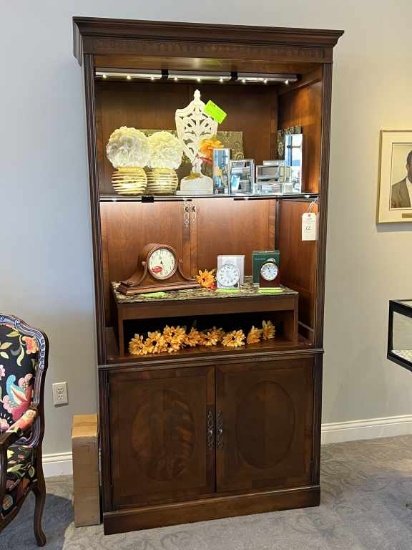 Tall Wooden Lighted Display Cabinet