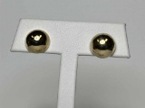 14 K Yellow Gold Round Button Domed Earrings