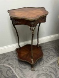 Ornate Art Deco End Table with Brass Accents