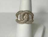 14K Yellow Gold Interlocking Loop Diamond Ring