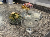 Counter Glassware, Candy Dishes, Mirrored Stand &