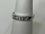 Platinum Raised Shank Diamond Band Ring